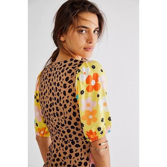 NWT FREE PEOPLE Sz US 6 PINK DIXIE DRESS MIXED FLORAL MIDI X NEVER FULLY DRESSED - Picture 3 of 4